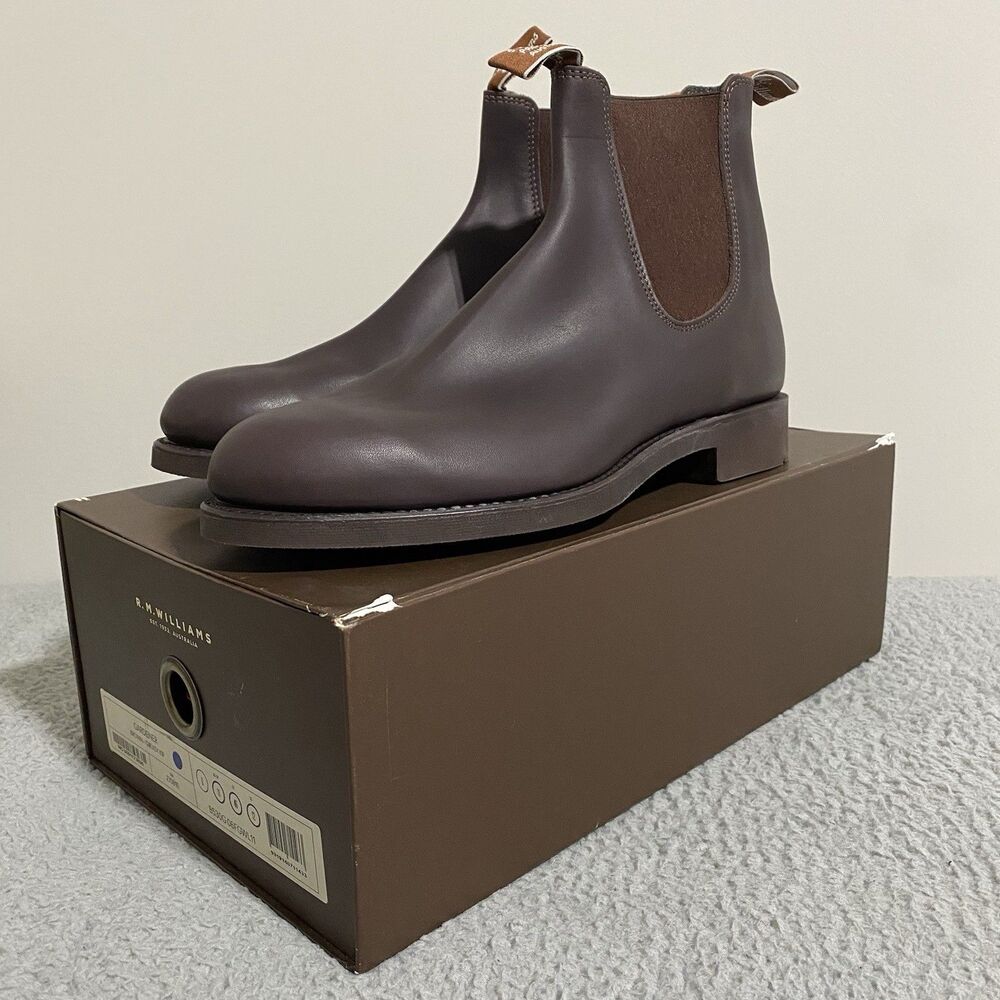 RM Williams Gardener Chelsea Boots Mens 12 Greasy Kip Brown Leather Pull On NEW